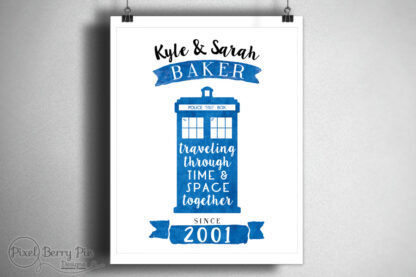 Personalized Wedding Date TARDIS Art Print