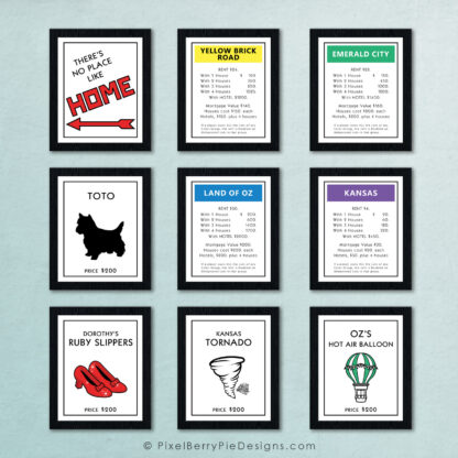 Wizard of Oz Monopoly Collection of 9 Art Prints