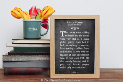 Little Women Book Page 'Mothers' Quote - Art Print, Chalkboard style